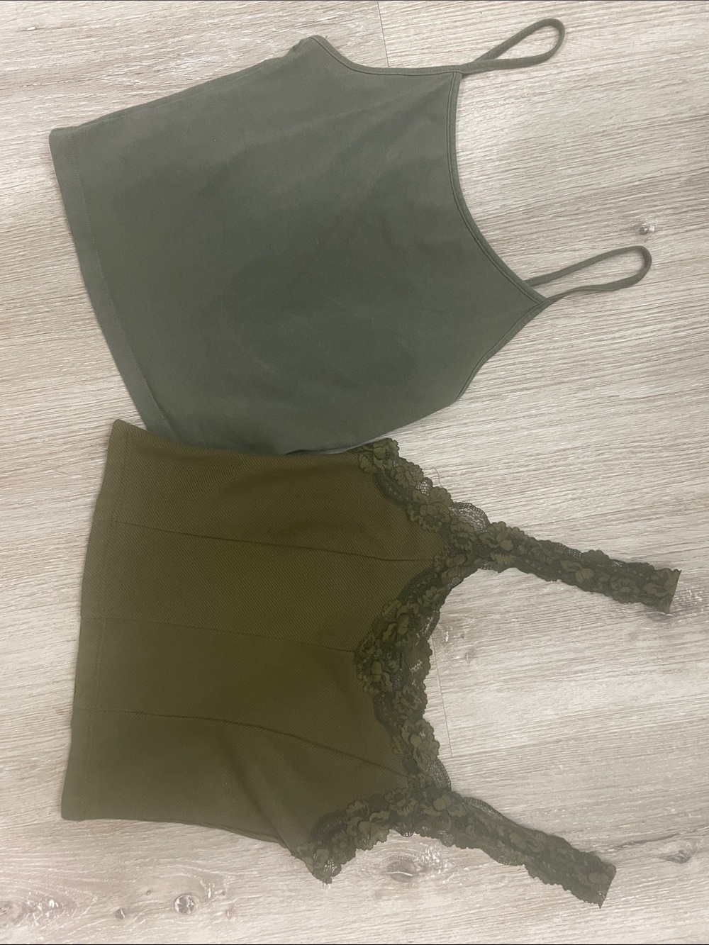 Olive Green Camisole & Lace Tank Set